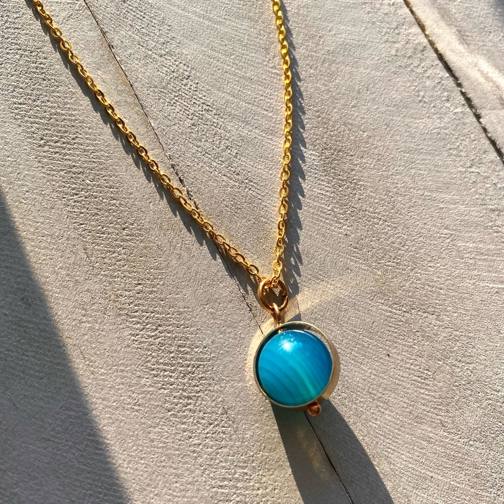 Blue ball pendant necklace, spinning pendant, anxiety necklace, fidget n…
